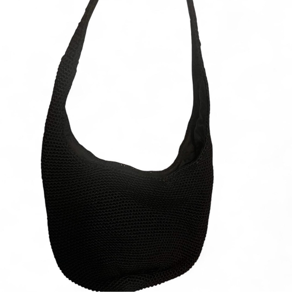 The Sak black nylon crochet shoulder bag